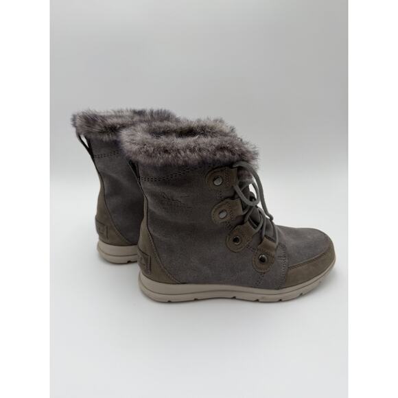 Sorel Winter Boots Womens 7.5 Explorer Joan Gray Suede Faux Fur NL3039-052 - Picture 2 of 8